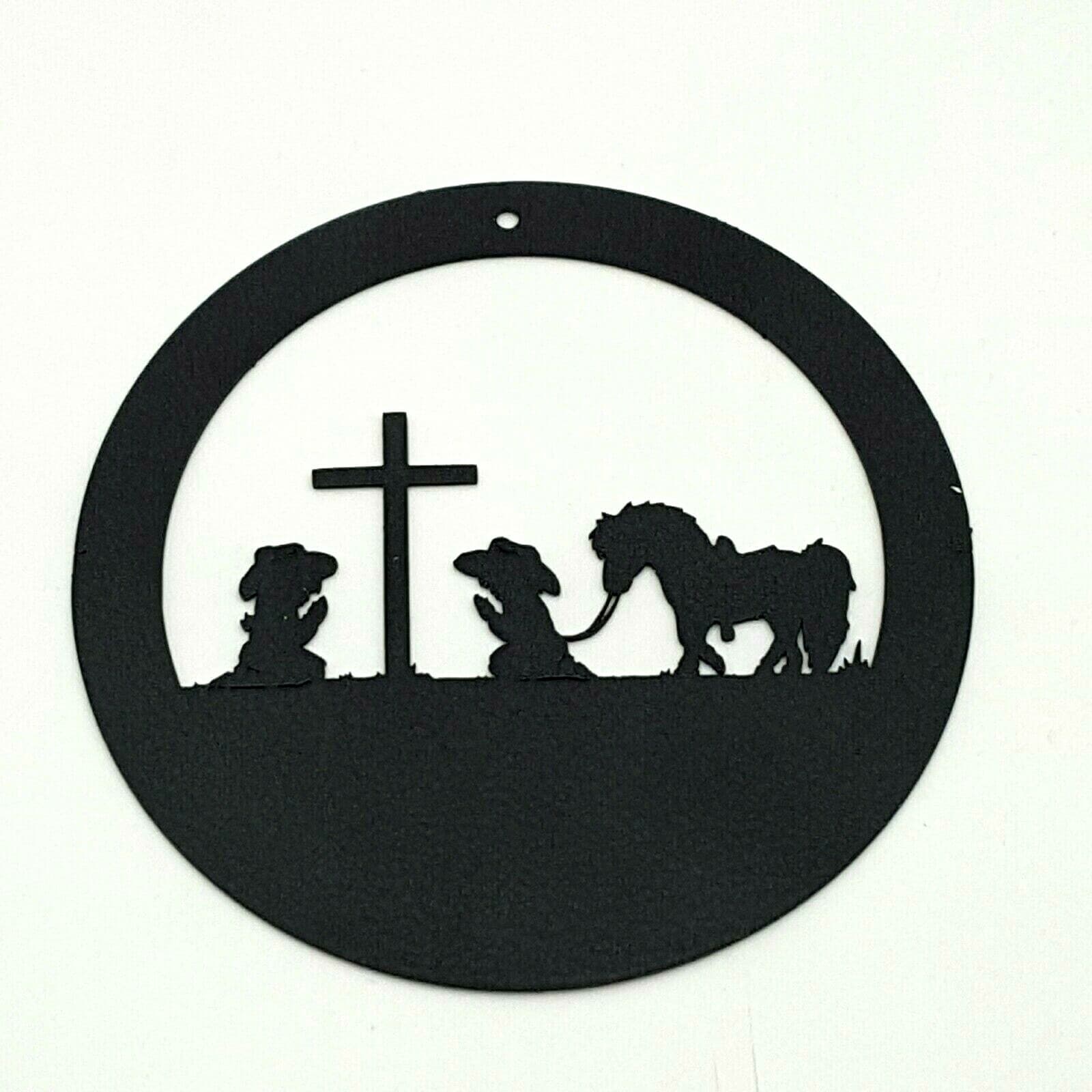 Praying Cross Home Decor Cowboy Cowgirl Children Pony Coasters Hanging Sign - Thumbnail 8