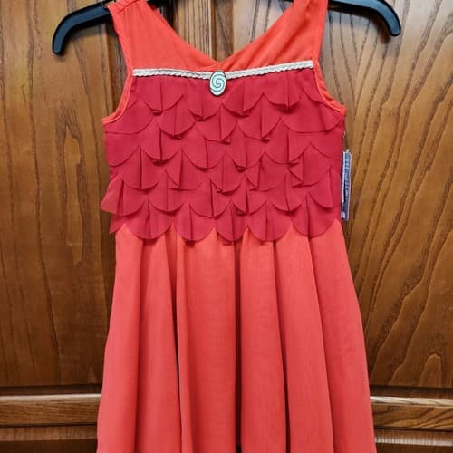 Disney Moana Girls A-Line Sleeveless Ruffle Dress, Red, 5-6 - Thumbnail 2