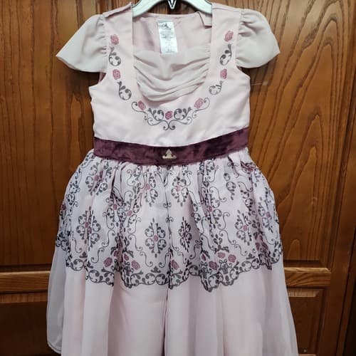 Disney Sleeping Beauty Girls Adaptive Party Dress Ruched Neckline, Pink, Medium