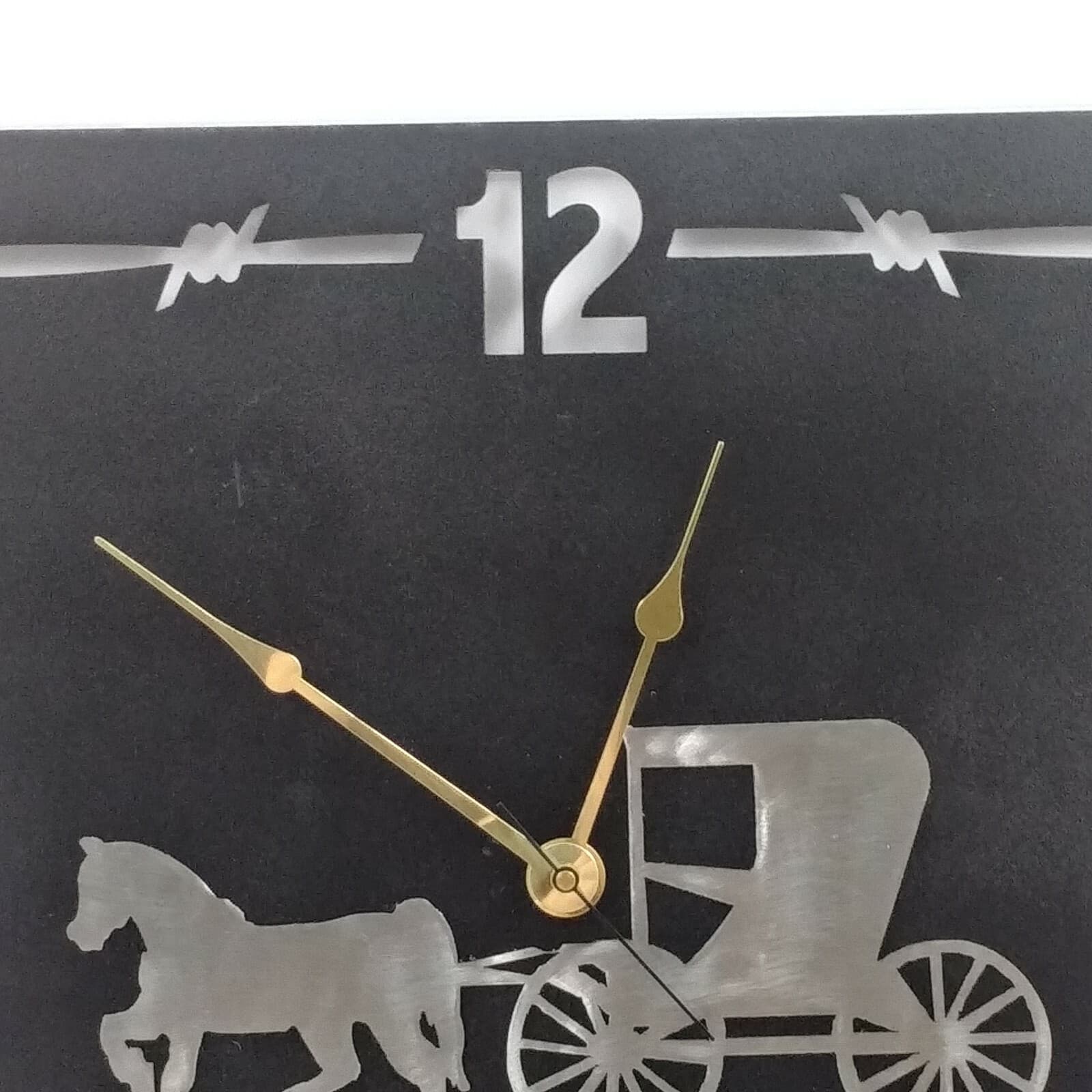 Rustic Horse And Carriage Wall Clock Home Accent Decor Metal Lazart Ranch Black - Thumbnail 6