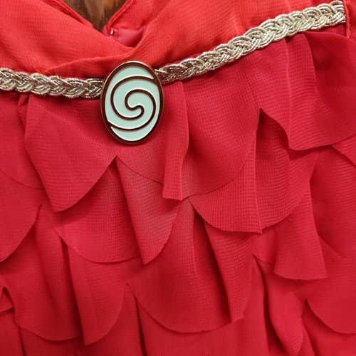 Disney Moana Girls A-Line Sleeveless Ruffle Dress, Red, 3T - Thumbnail 4