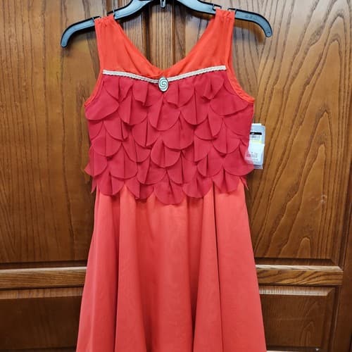 Disney Moana Girls A-Line Sleeveless Ruffle Dress, Red, 11-12 - Thumbnail 2