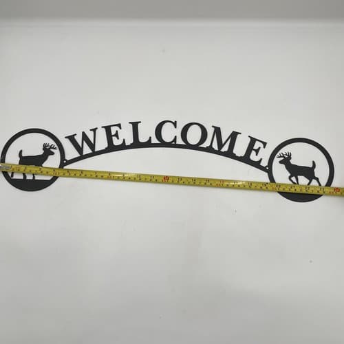 Mule Deer Welcome Sign Metal Lodge Cabin Home Decor Ranch