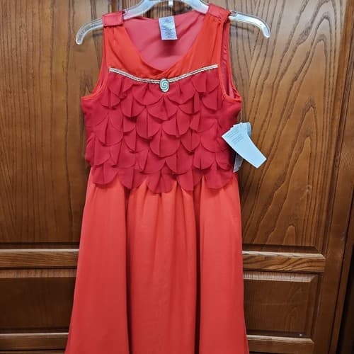 Size XL Adaptive Special Needs Disney Moana Girls A-Line Ruffle Dress, Red - Thumbnail 2