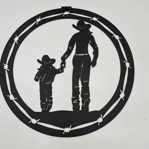 Cowgirl With Little Cowgirl - Black Metal Sign - Western Decor Wall Hanging - Thumbnail 5