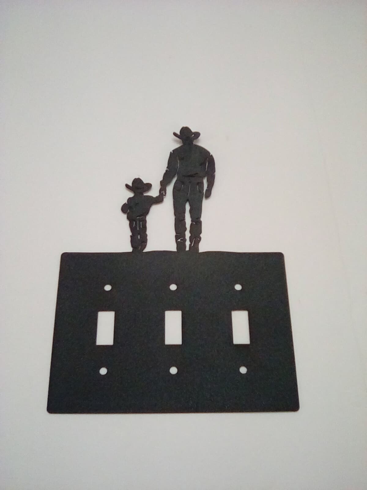 Triple Switch Plate Cover Cowboy Son Walking Hand In Hand Met New Ranch Cabin - Thumbnail 4