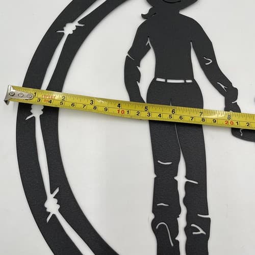 Cowgirl With Little Cowgirl - Black Metal Sign - Western Decor Wall Hanging - Thumbnail 2