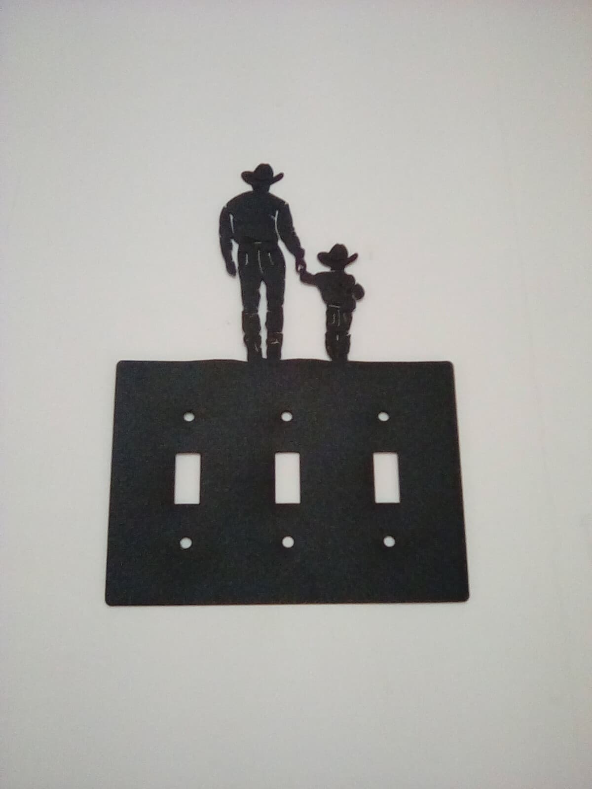 Triple Switch Plate Cover Cowboy Son Walking Hand In Hand Met New Ranch Cabin - Thumbnail 2