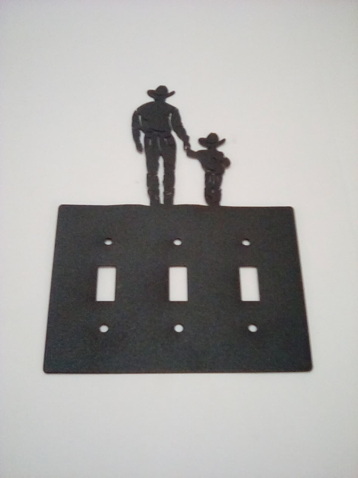 Triple Switch Plate Cover Cowboy Son Walking Hand In Hand Met New Ranch Cabin