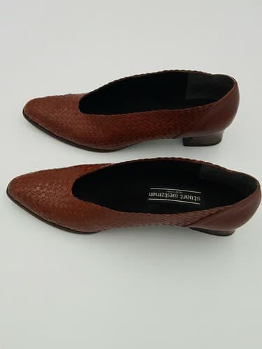 Stuart Size 8.5 AA Extra Narrow Low Heel Pumps Leather Carmel Brown Size 8.5 AA - Thumbnail 5