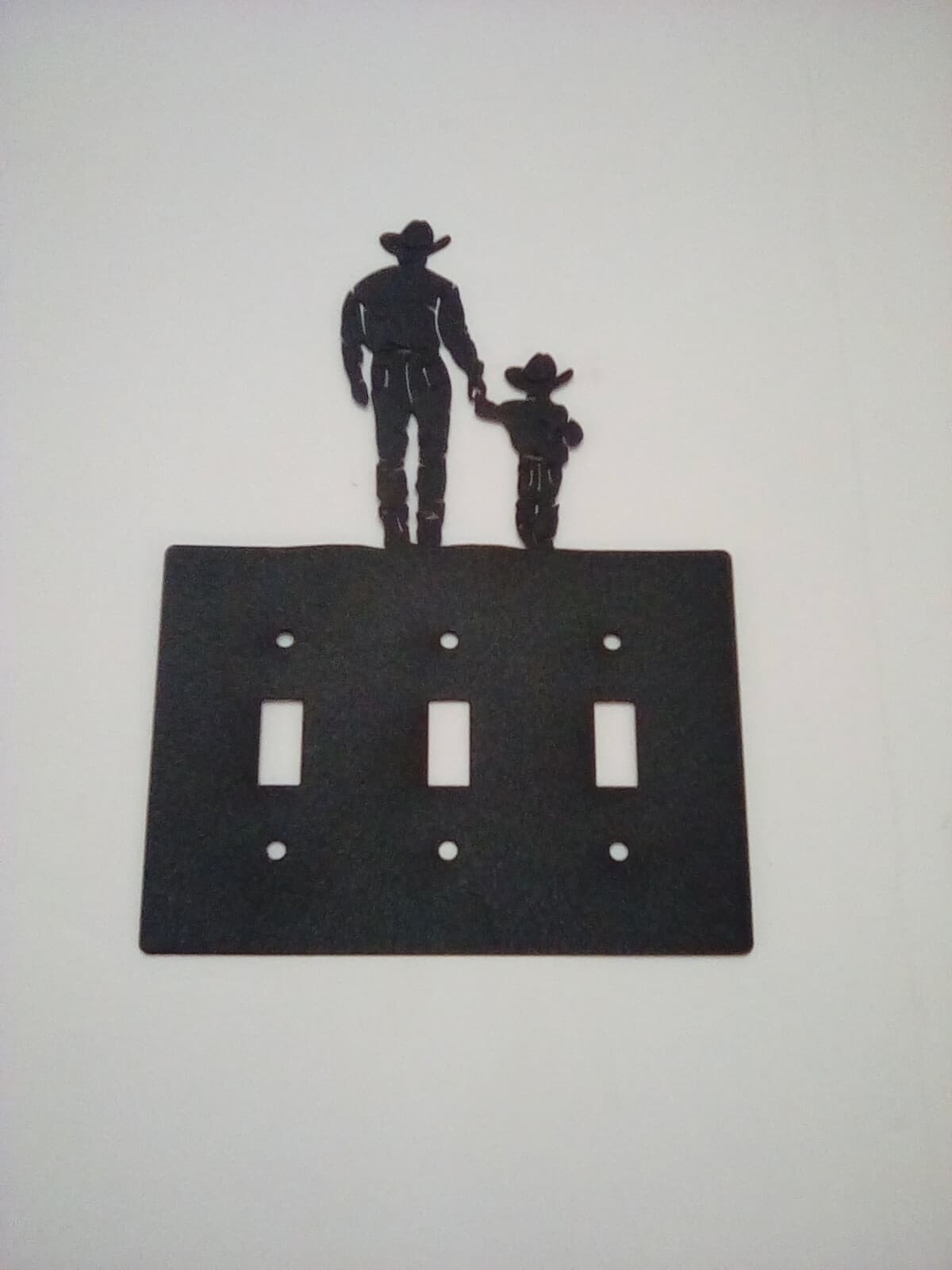 Triple Switch Plate Cover Cowboy Son Walking Hand In Hand Met New Ranch Cabin - Thumbnail 3