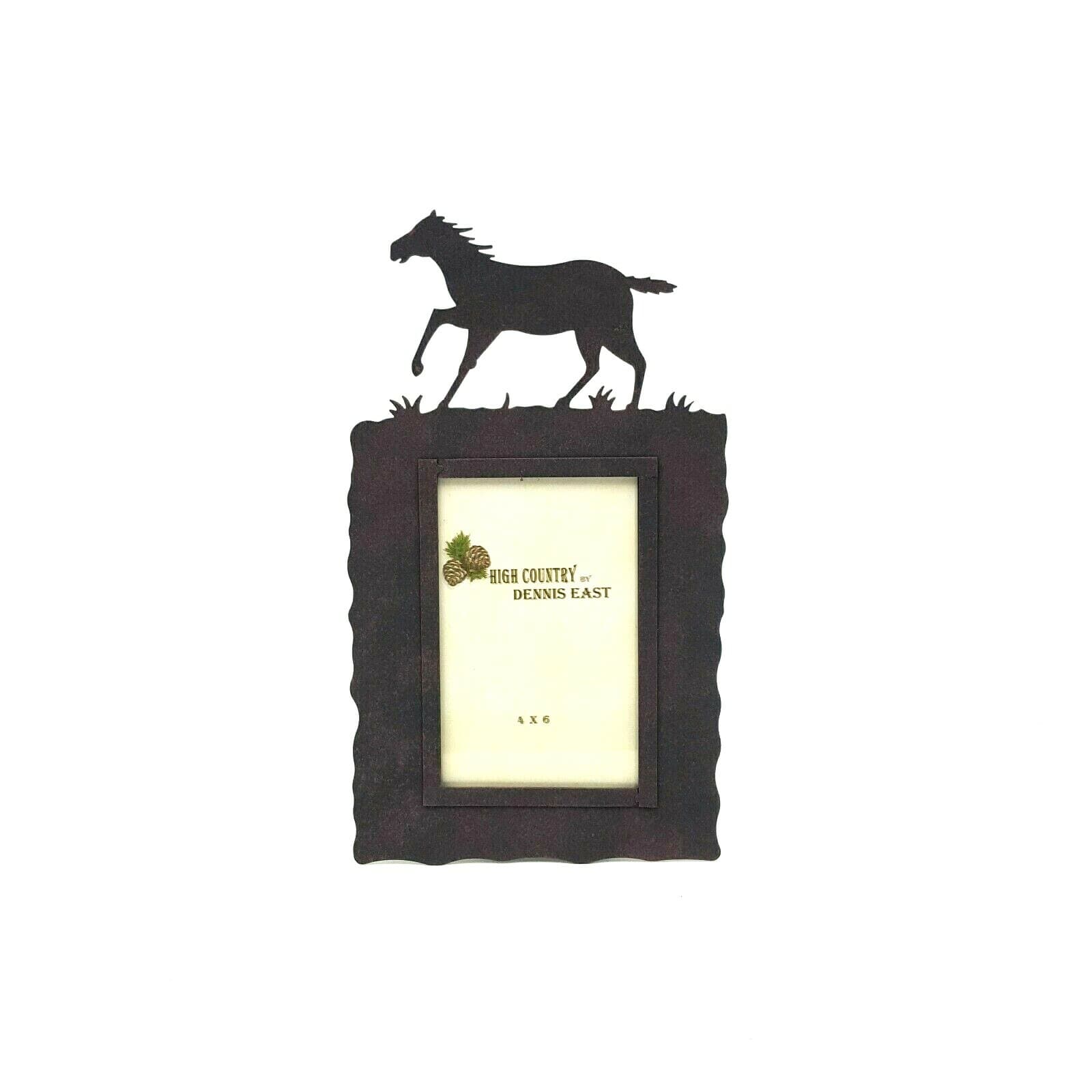 Rustic Home Decor Horse 4x6 Picture Frame Lodge Ranching Dennis East Metal