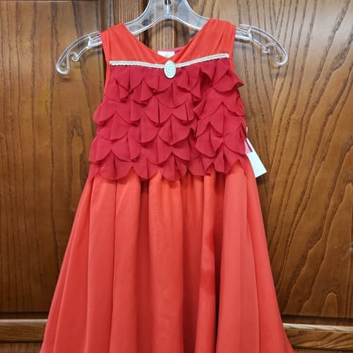Size Small Adaptive Special Needs Disney Moana Girls A-Line Ruffle Dress, Red - Thumbnail 2