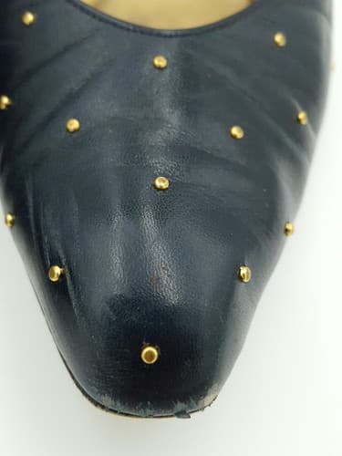 Stuart Weitzman Classic Navy Blue Heel Square Toe Pump US Size 8.5 AA Narrow - Thumbnail 9