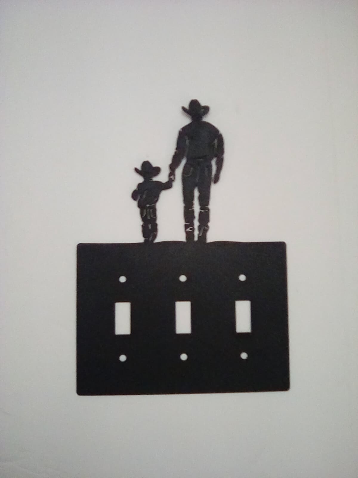 Triple Switch Plate Cover Cowboy Son Walking Hand In Hand Met New Ranch Cabin - Thumbnail 5