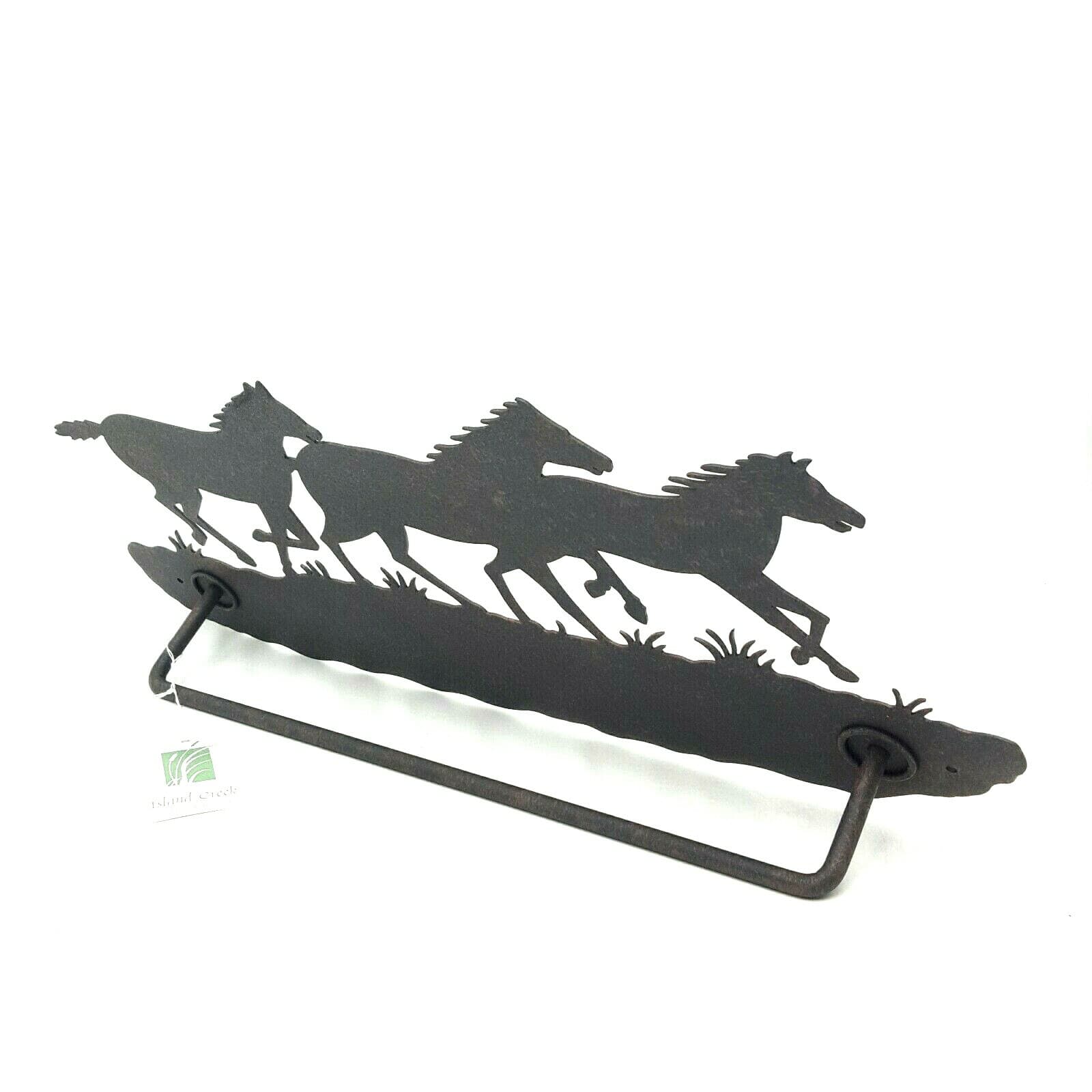 Rustic Home Decor 18" Mustang Towel Bar Cabin Ranching Dennis East Metal - Thumbnail 2