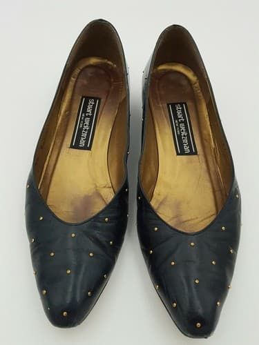 Stuart Weitzman Classic Navy Blue Heel Square Toe Pump US Size 8.5 AA Narrow - Thumbnail 2