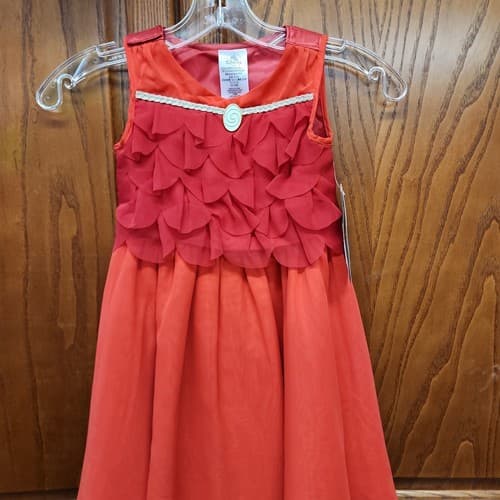 Size XSmall Adaptive Special Needs Disney Moana Girls A-Line Ruffle Dress, Red - Thumbnail 2