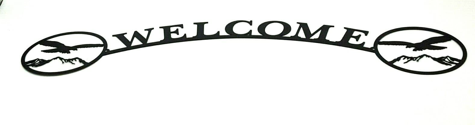 Rustic Home Decor Flying Eagle Themed Welcome Signs Metal Lodge Cabin Nature