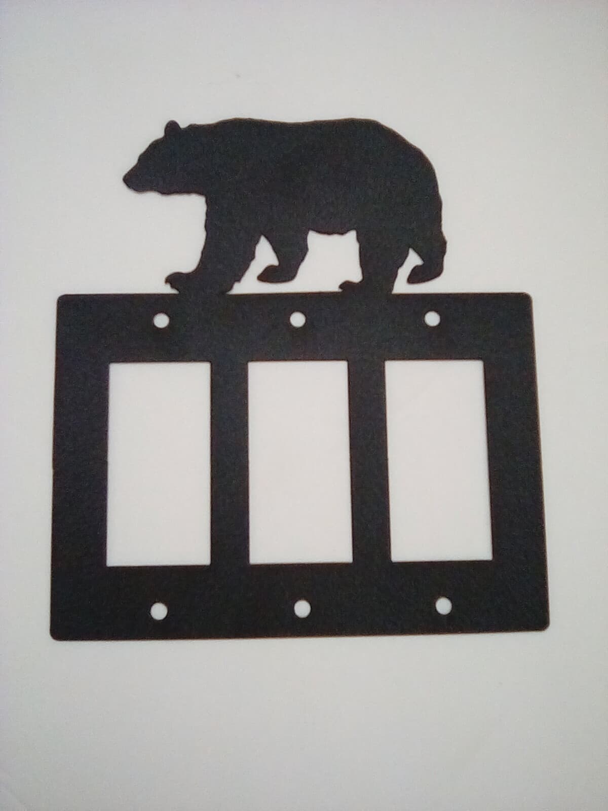Triple Toggle Outlet Cover Bear Woods County Ranch Lodge Cabin Rustic New