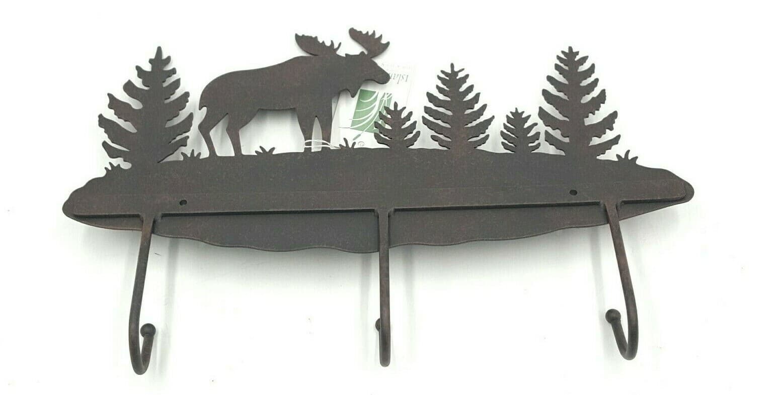 Rustic Home Decor Metal 13" Moose Key Holder With 3 Hooks Wall Mounted Nature - Thumbnail 4