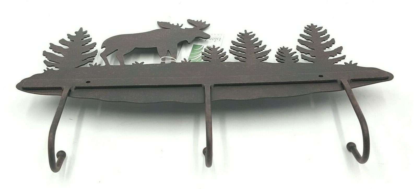 Rustic Home Decor Metal 13" Moose Key Holder With 3 Hooks Wall Mounted Nature - Thumbnail 5