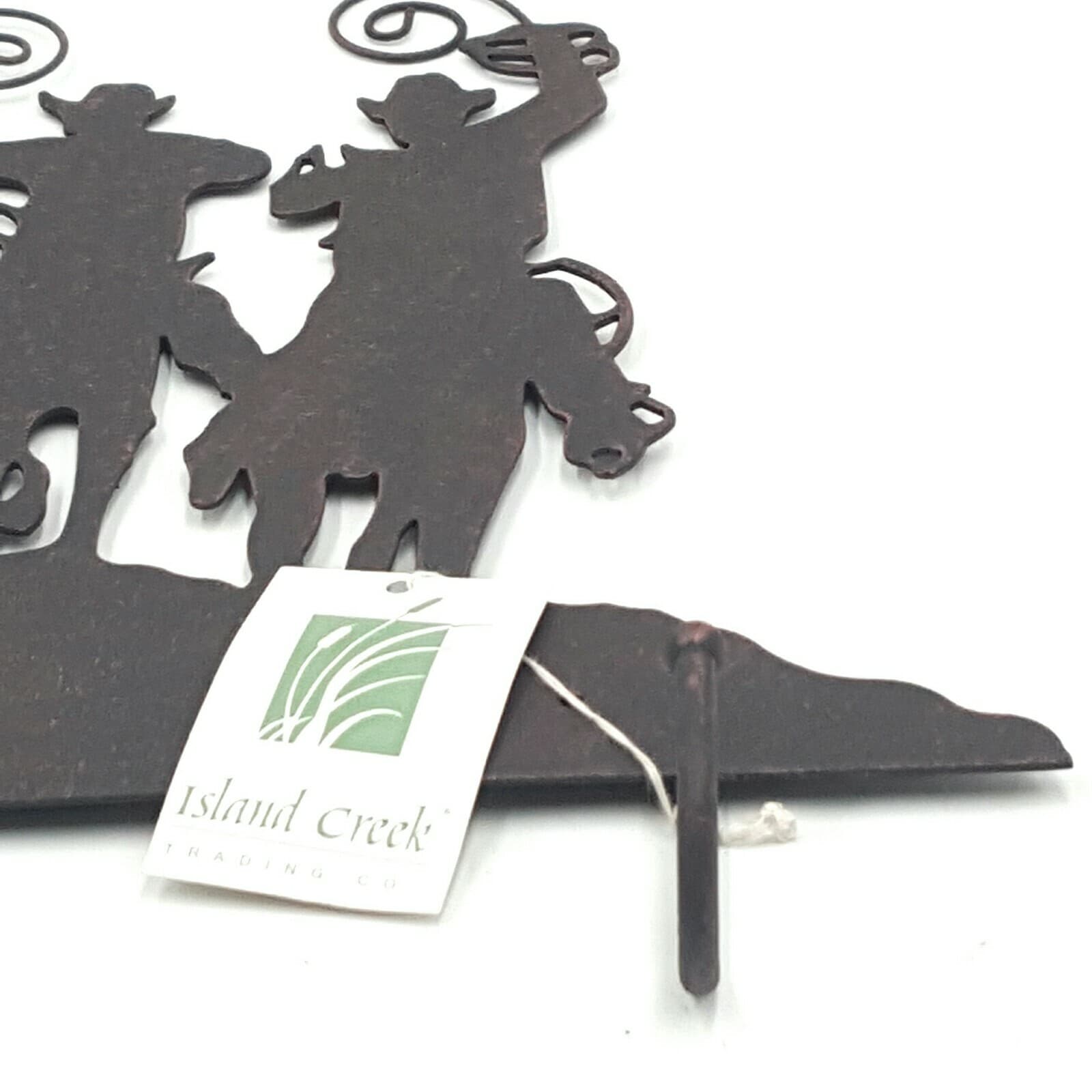 Rustic Home Decor Metal Cowboy Roundup Key Holder With 3 Hooks Wall Mounted - Thumbnail 7