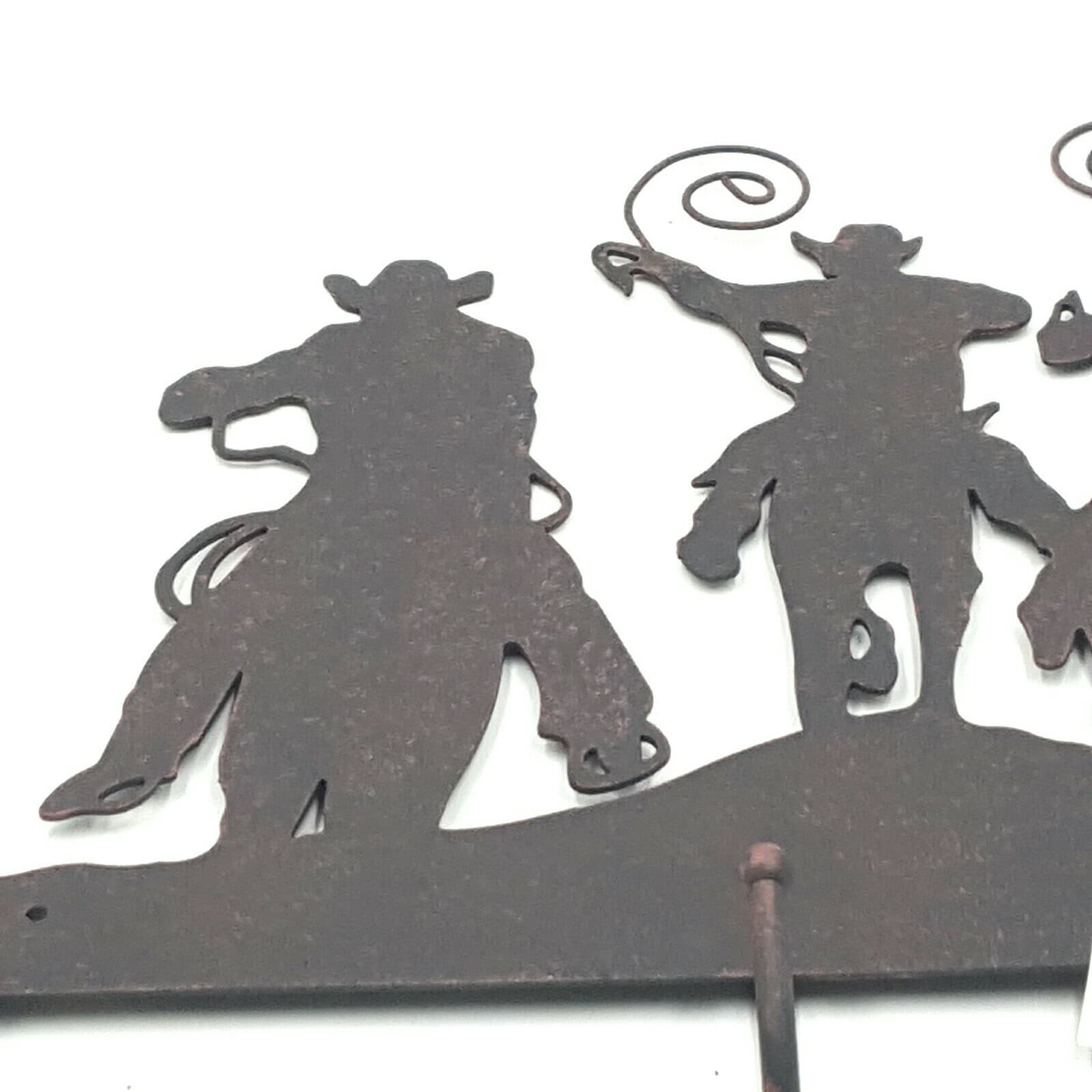 Rustic Home Decor Metal Cowboy Roundup Key Holder With 3 Hooks Wall Mounted - Thumbnail 10