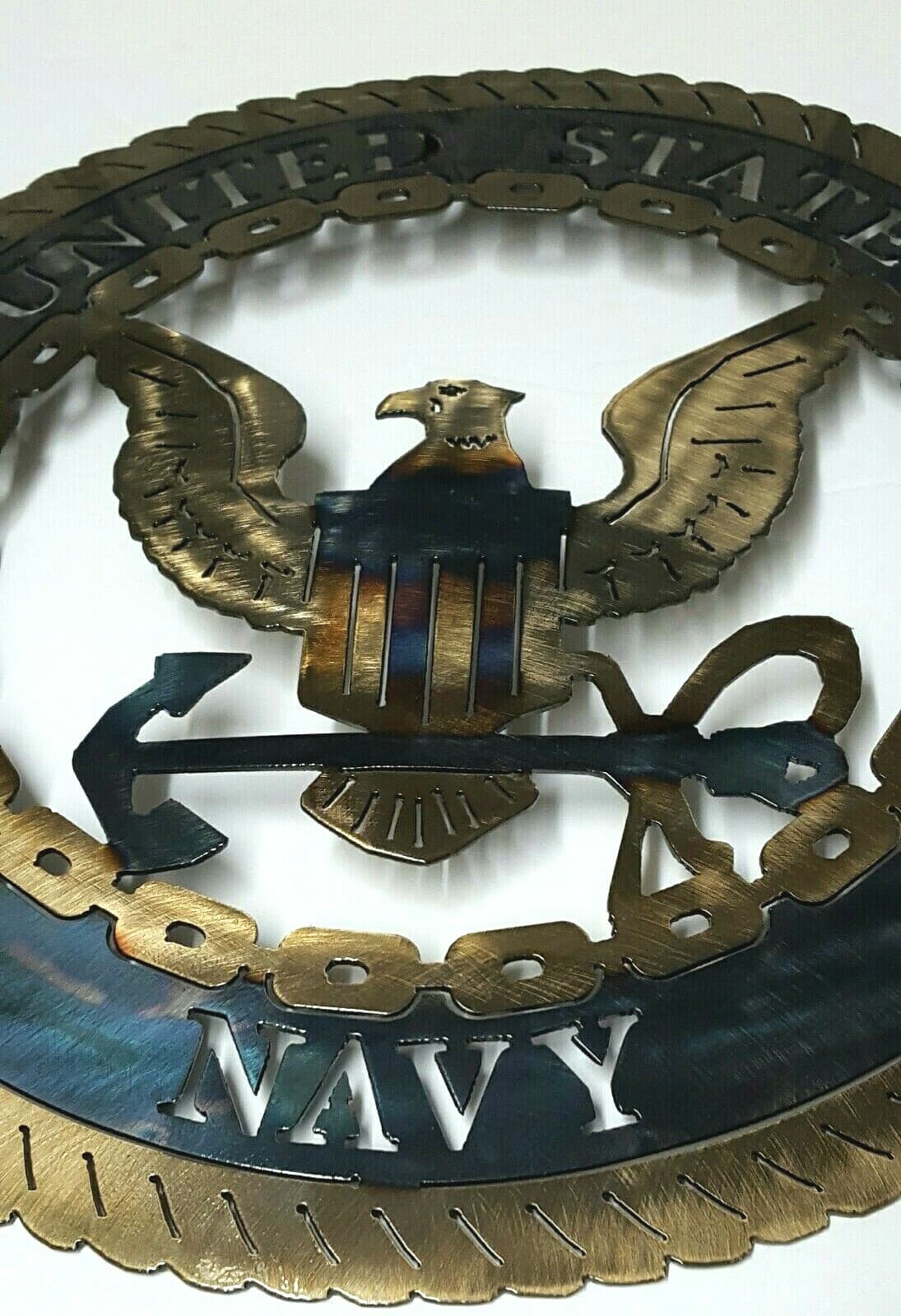 Navy Lazart Metal Decorative Round Shield Military Emblem Naval Force Gift A5 - Thumbnail 3
