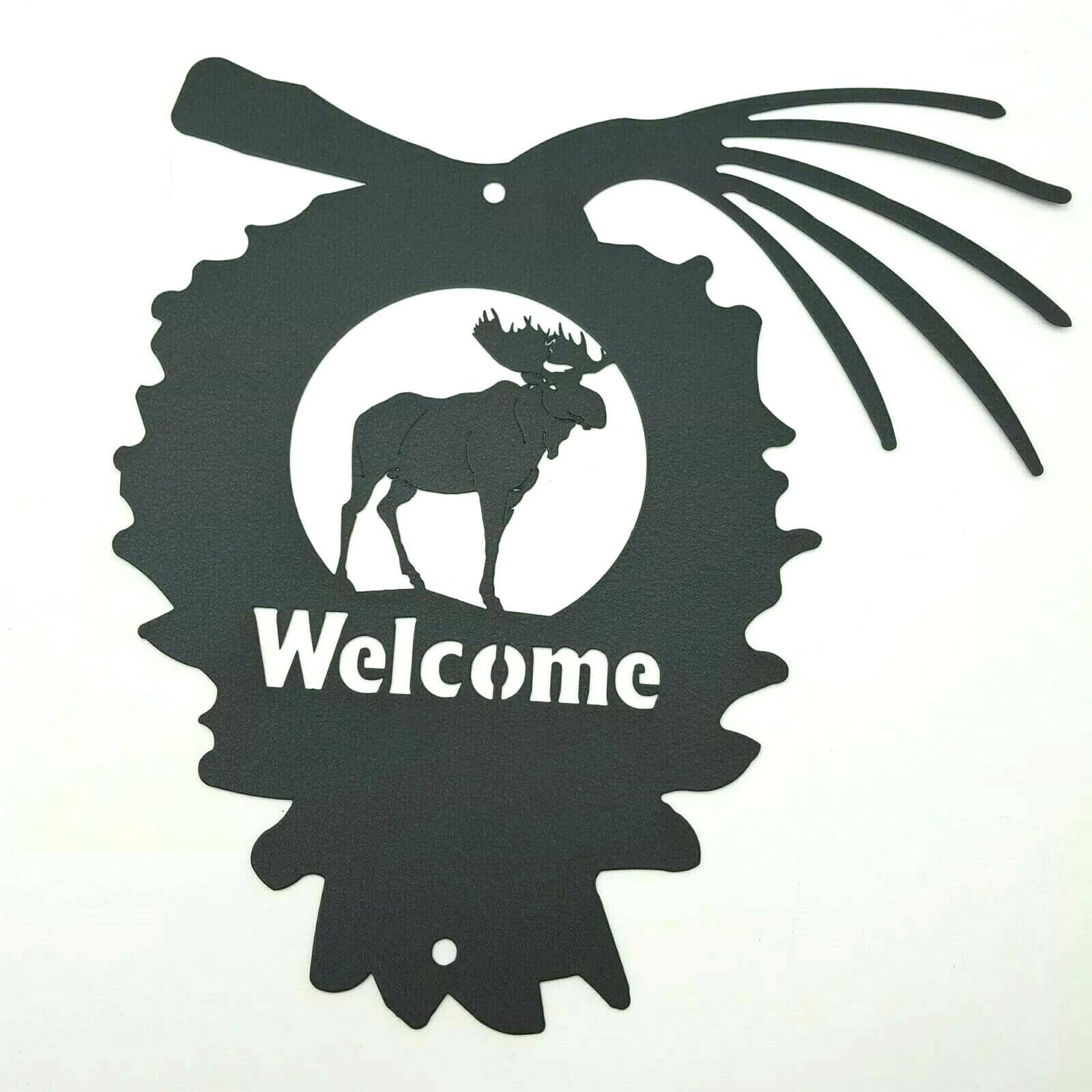 Wildlife Welcome Sign Metal Home Decor Buffalo Moose Deer Coyote Wolf Bear Elk - Thumbnail 2