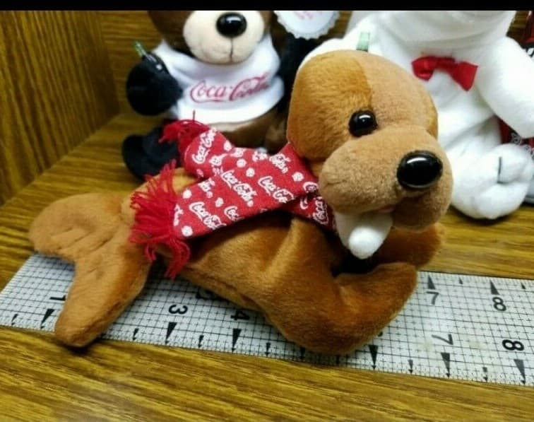 Coca Cola Collectible Plush Lot Vintage Toy Set of 6 Polar Bear Walrus Seal - Thumbnail 5
