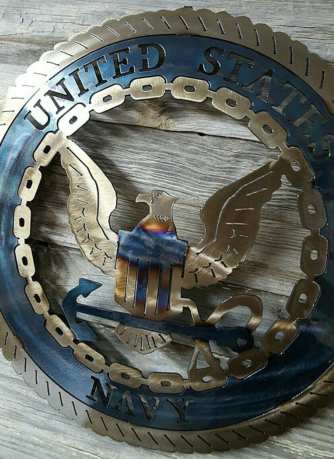Navy Lazart Metal Decorative Round Shield Military Emblem Naval Force Gift A5 - Thumbnail 8