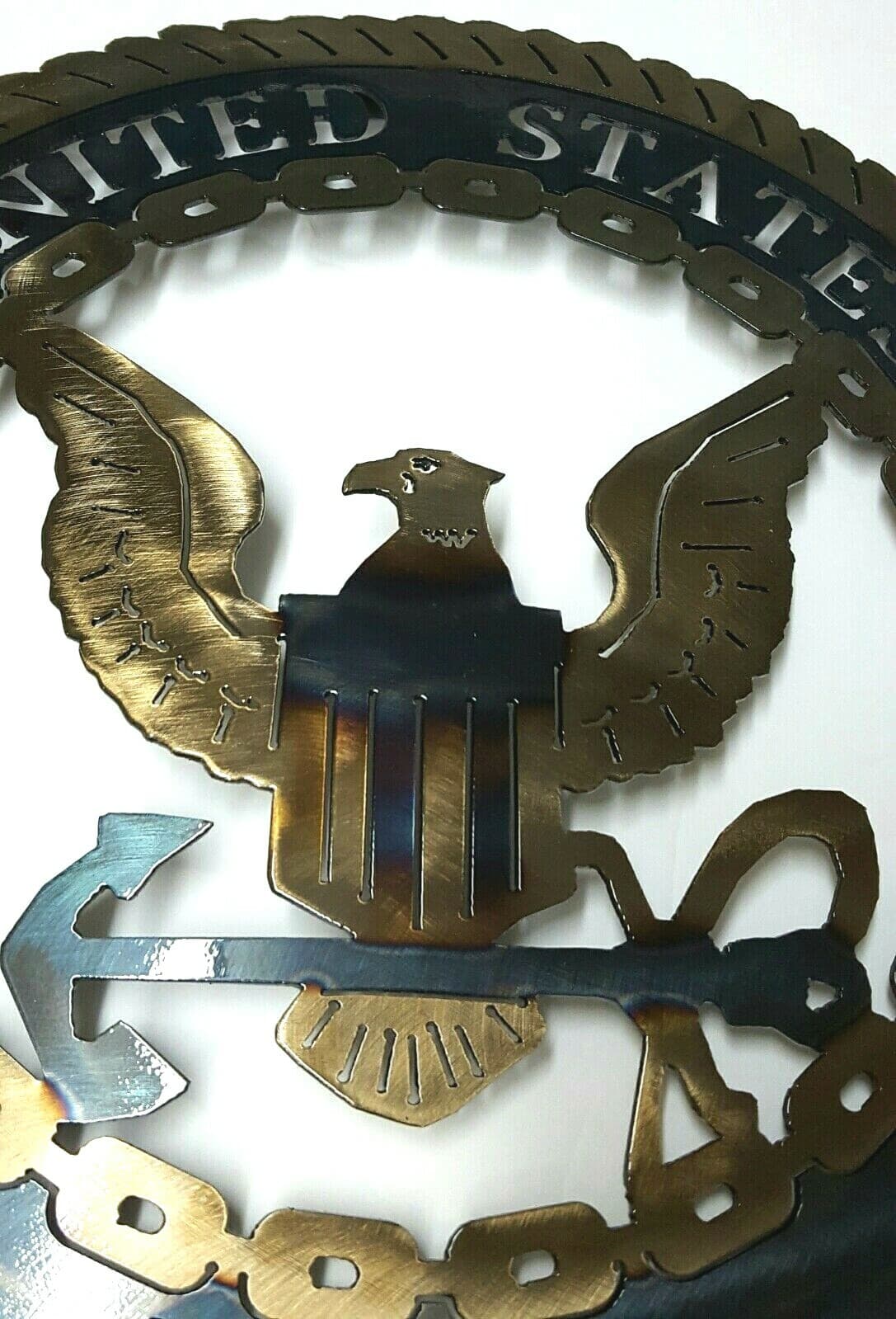 Navy Lazart Metal Decorative Round Shield Military Emblem Naval Force Gift A5 - Thumbnail 4