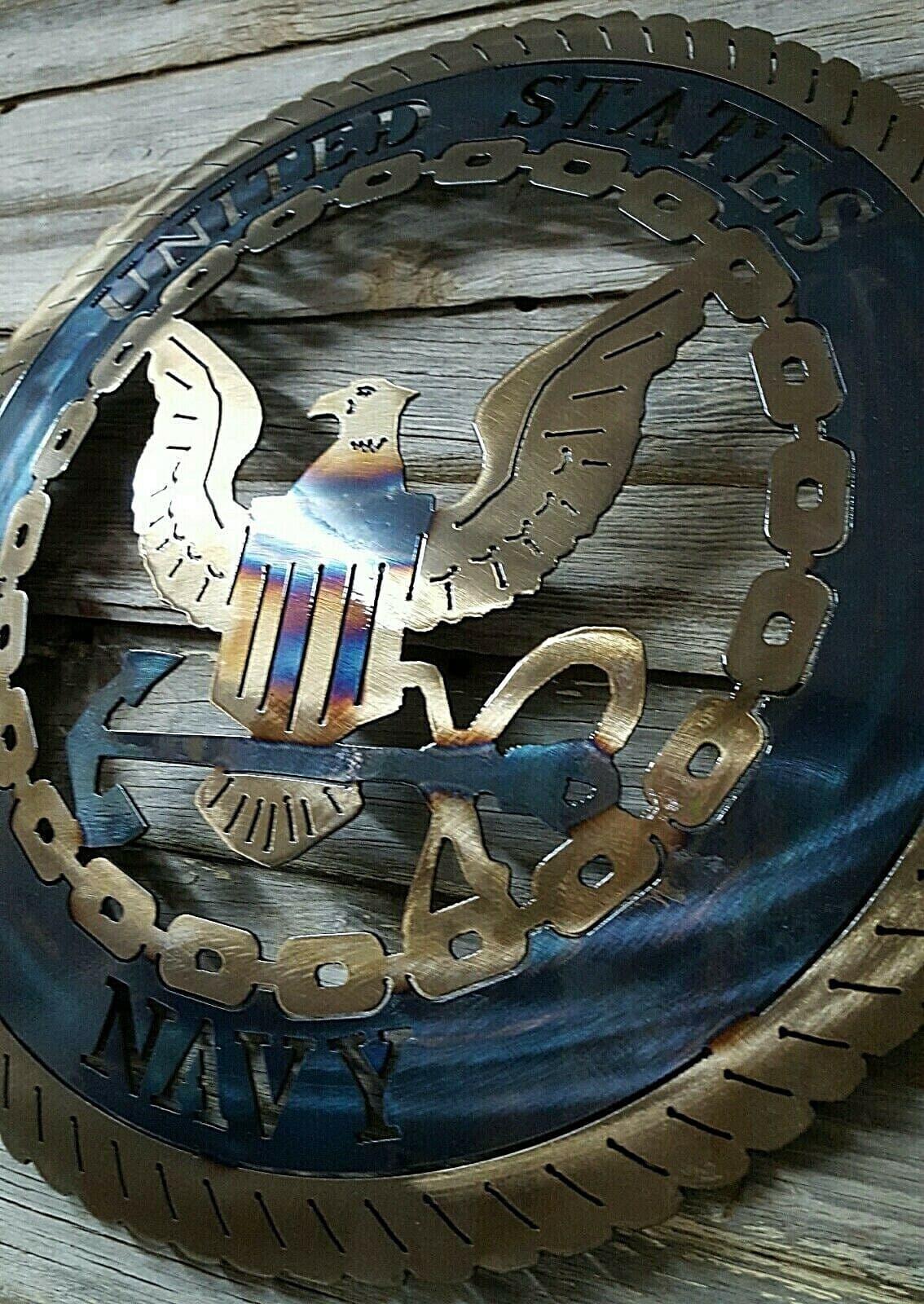 Navy Lazart Metal Decorative Round Shield Military Emblem Naval Force Gift A5 - Thumbnail 9