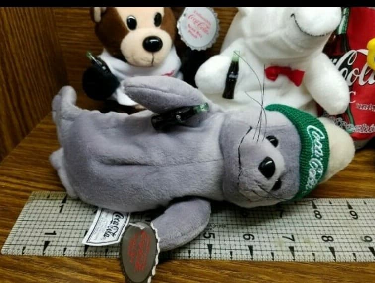 Coca Cola Collectible Plush Lot Vintage Toy Set of 6 Polar Bear Walrus Seal - Thumbnail 4
