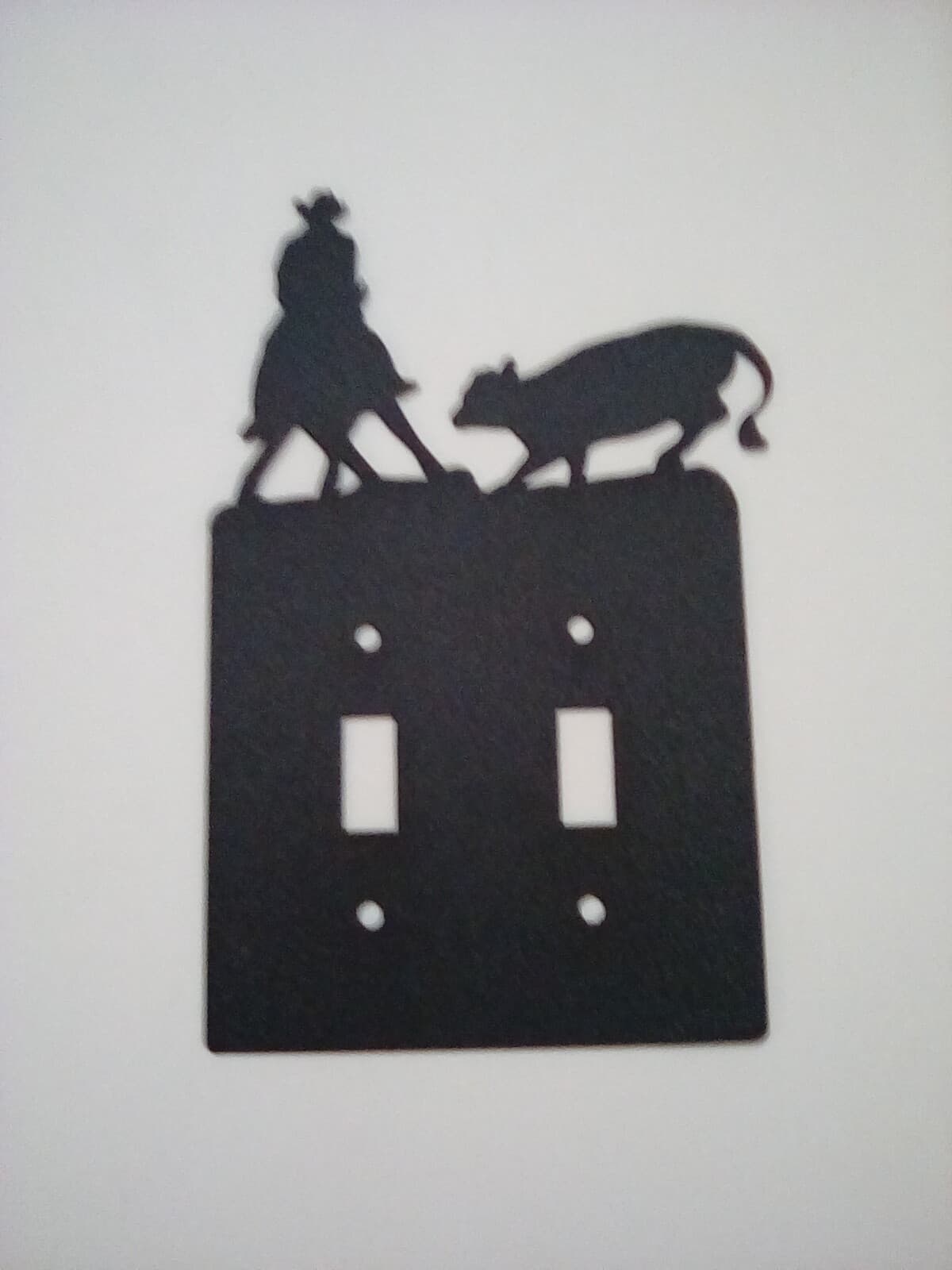 Double Switch Plate Cover Cowboy Horse Roundup Farm Cabin Ranch Lodge Rustic New - Thumbnail 3