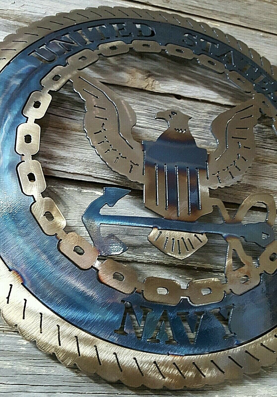 Navy Lazart Metal Decorative Round Shield Military Emblem Naval Force Gift A5 - Thumbnail 11