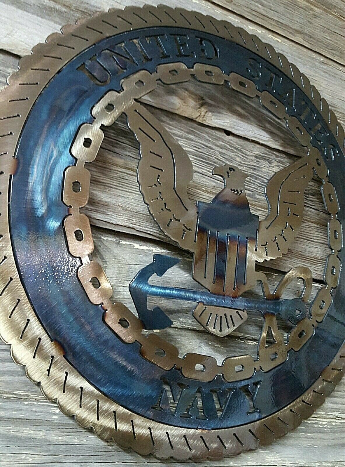 Navy Lazart Metal Decorative Round Shield Military Emblem Naval Force Gift A5 - Thumbnail 10