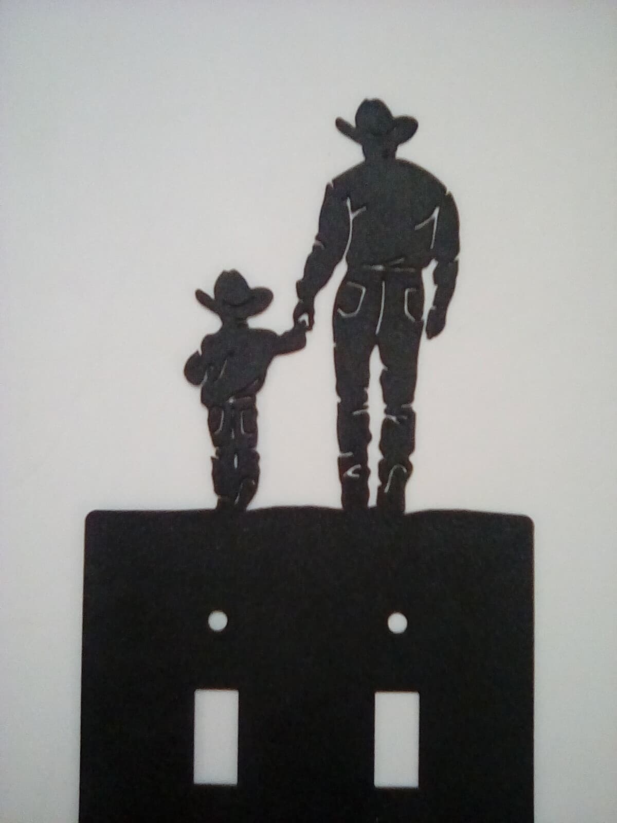 Double Switch Plate Cover Cowboy Son Metal Farm Cabin Ranch Lodge Rustic New - Thumbnail 3