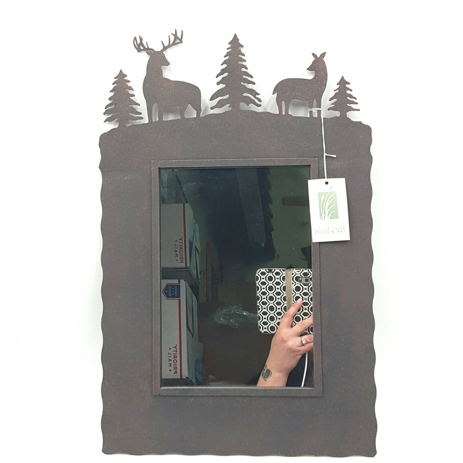 Gift Rustic Home Decor Deer Themed Mirror Dennis East Island Creek New Hanging - Thumbnail 2