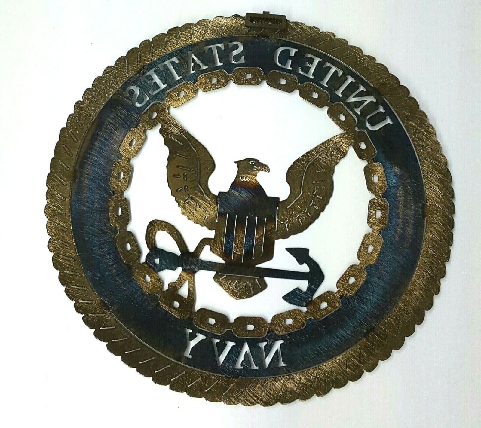 Navy Lazart Metal Decorative Round Shield Military Emblem Naval Force Gift A5 - Thumbnail 5