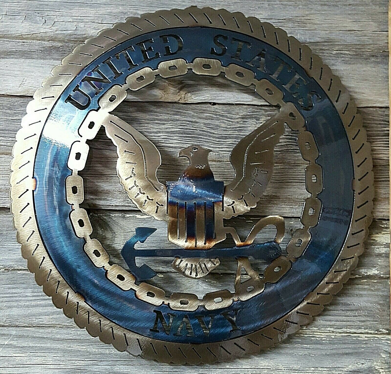 Navy Lazart Metal Decorative Round Shield Military Emblem Naval Force Gift A5 - Thumbnail 7