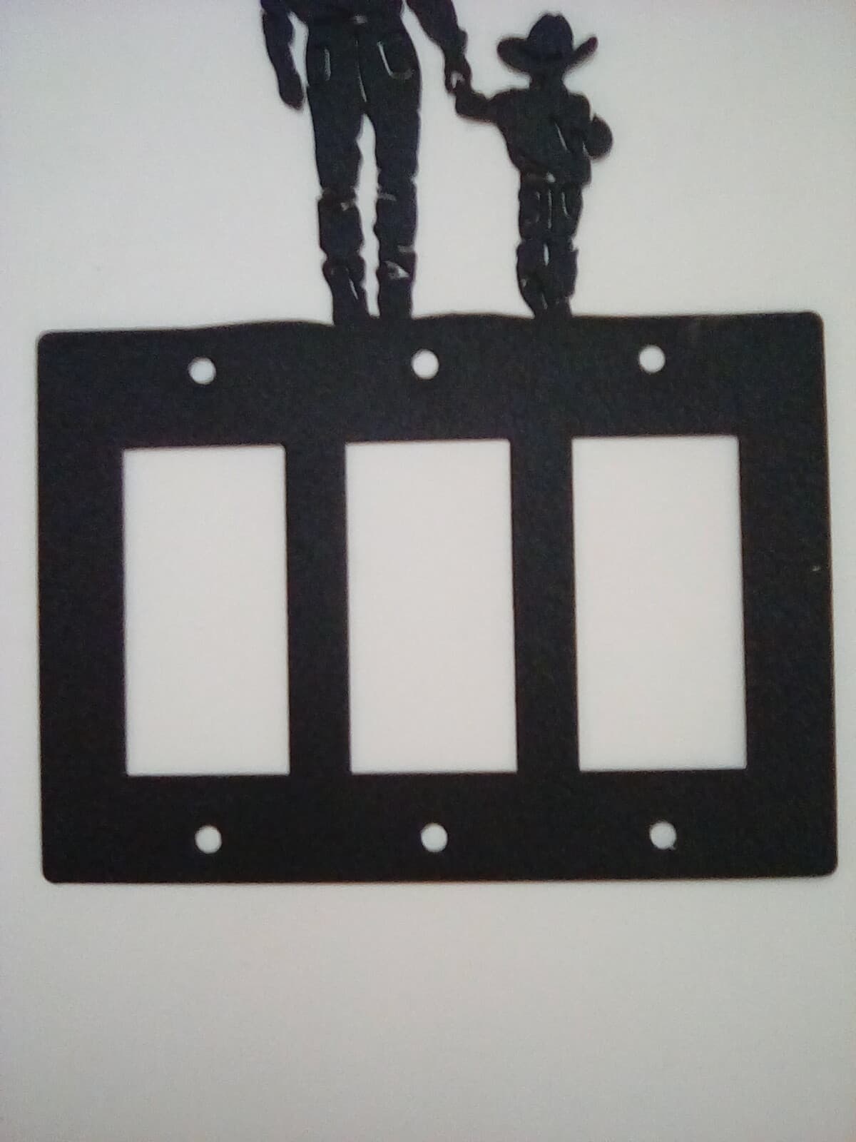 Triple Toggle Plate Cover Cowboy Son Country Metal Farm Ranch Lodge Rustic - Thumbnail 3