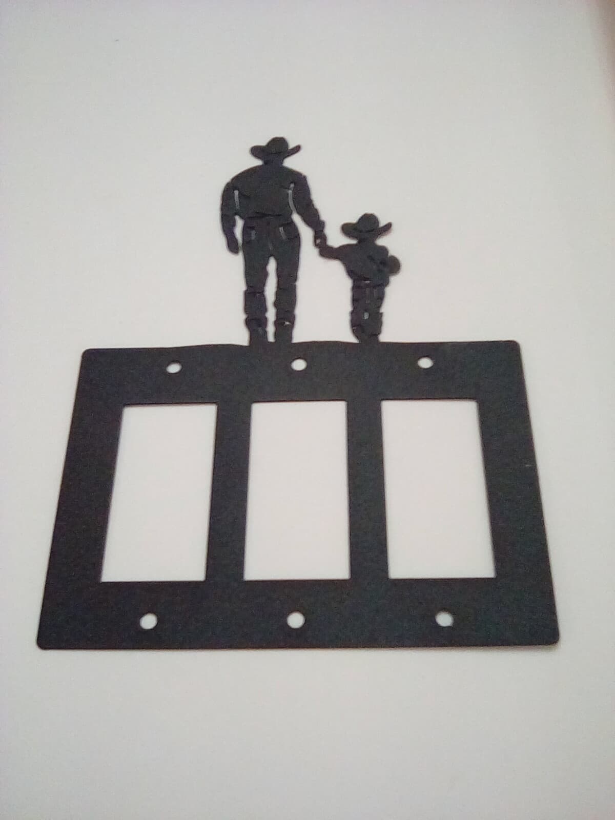 Triple Toggle Plate Cover Cowboy Son Country Metal Farm Ranch Lodge Rustic - Thumbnail 4