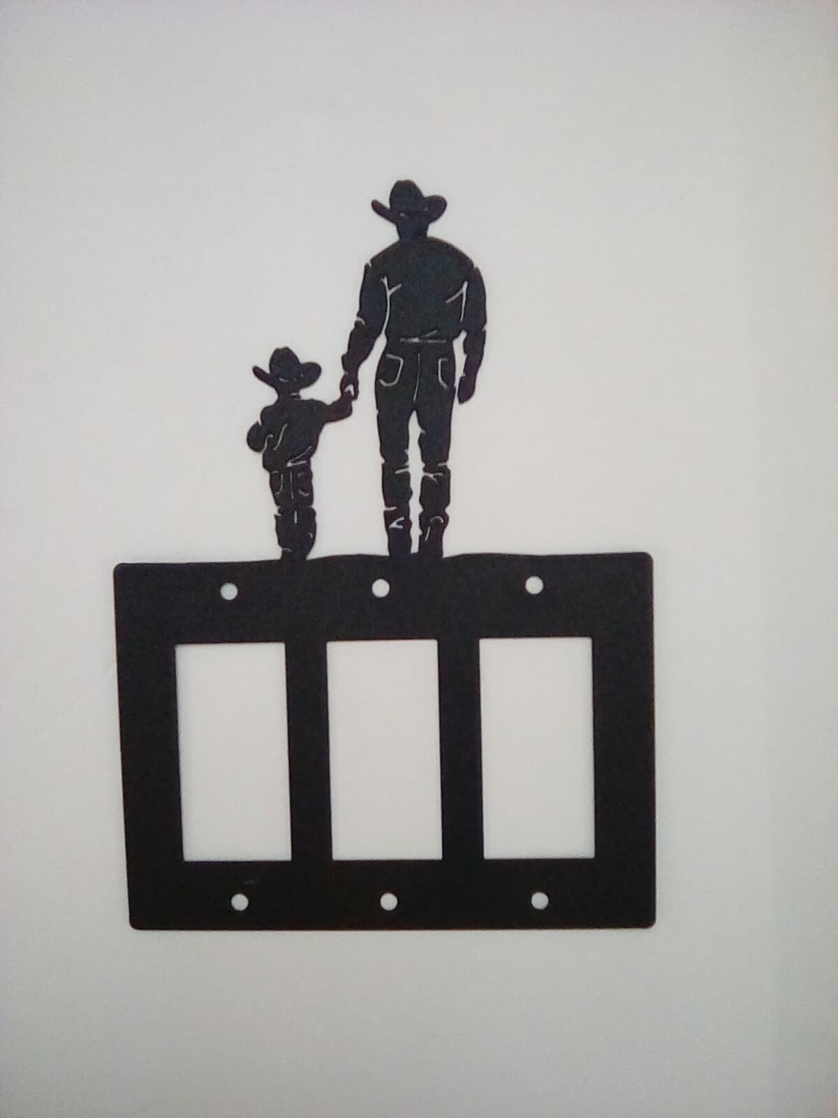Triple Toggle Plate Cover Cowboy Son Country Metal Farm Ranch Lodge Rustic - Thumbnail 5