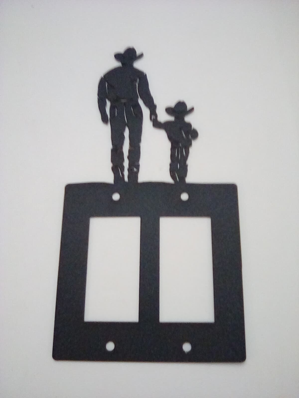 Double Toggle Plate Cover Cowboy Son Metal Farm Cabin Ranch Lodge Rustic New - Thumbnail 2