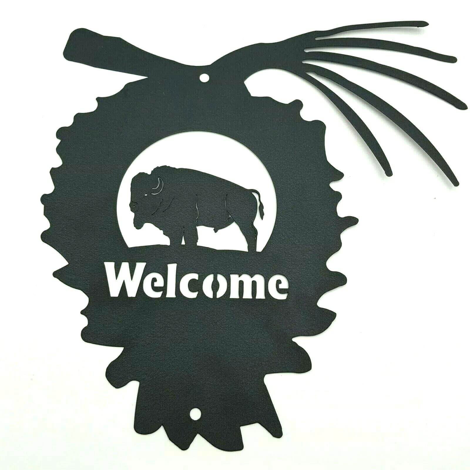 Wildlife Welcome Sign Metal Home Decor Buffalo Moose Deer Coyote Wolf Bear Elk - Thumbnail 4