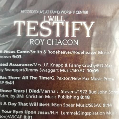 Jim Records CD/DVD Roy Chacon I Will Testify Live Family Worship Center 15-583 - Thumbnail 8