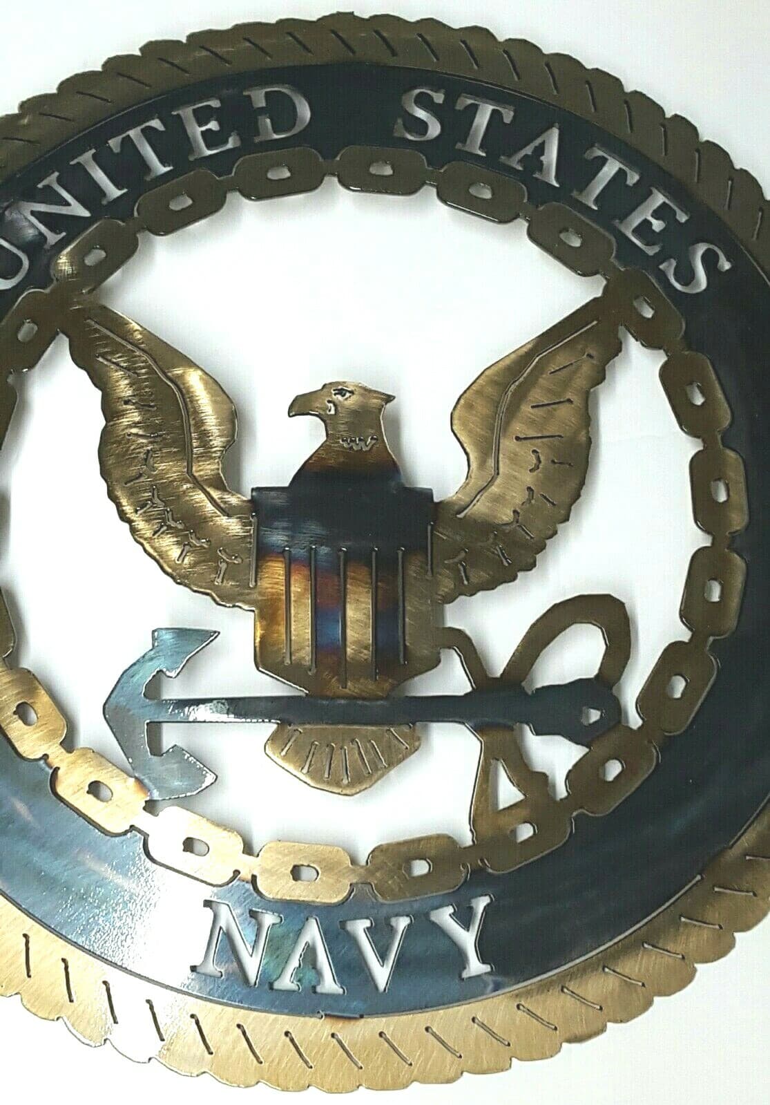 Navy Lazart Metal Decorative Round Shield Military Emblem Naval Force Gift A5 - Thumbnail 2
