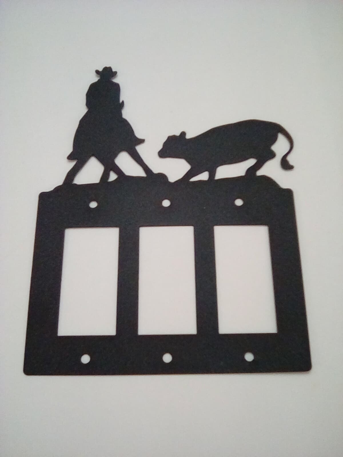 Triple Toggle Plate Cover Cowboy Horse Roundup Farm Cabin Ranch Lodge Rustic New - Thumbnail 3